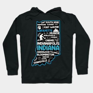 Lafayette Indiana cute map Fort Wayne, Evansville, South Bend, Fishers, Hammond, Gary Hoodie